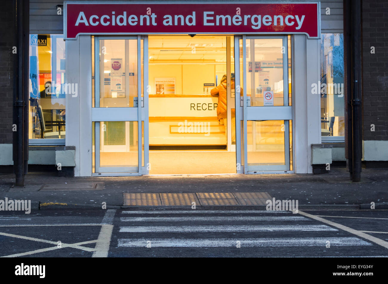 NHS hospital Accident and Emergency entrance. England, UK Stock Photo ...