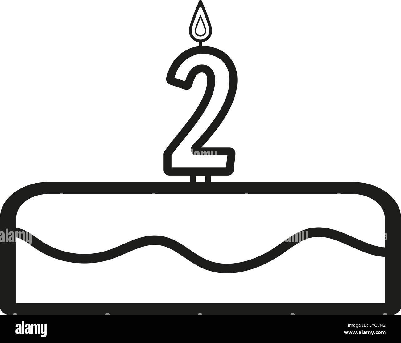 Cake with candles in the form of number 2 icon Stock Vector