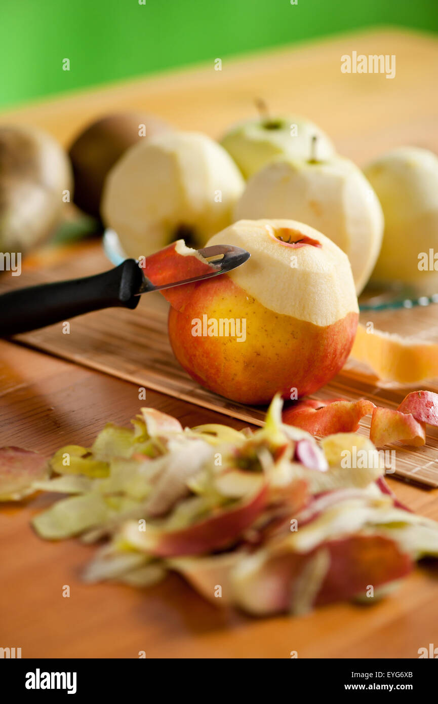 Peeling apple detail fresh fruit Stock Photo Alamy