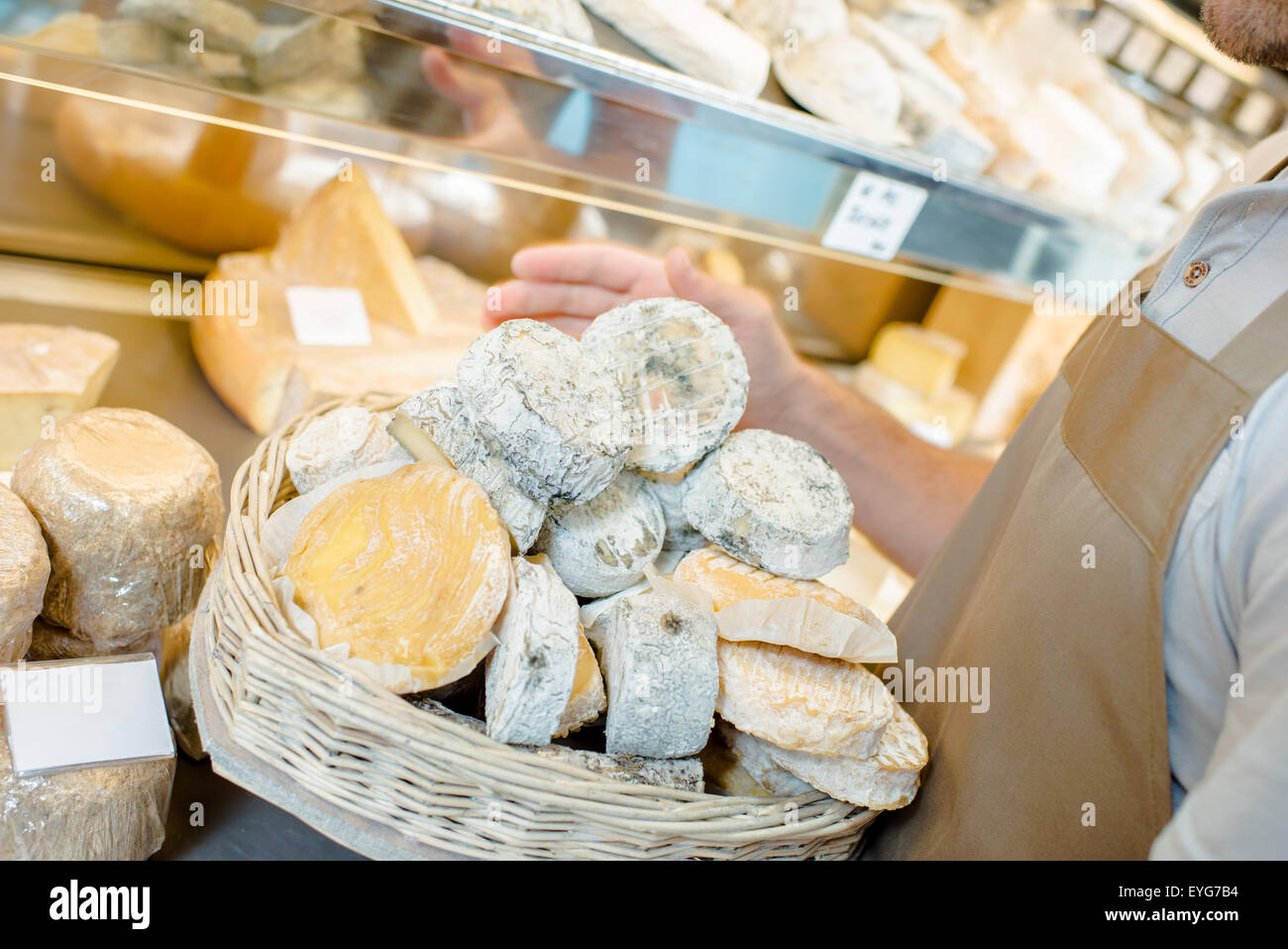 Basket of cheeses Stock Photo Alamy