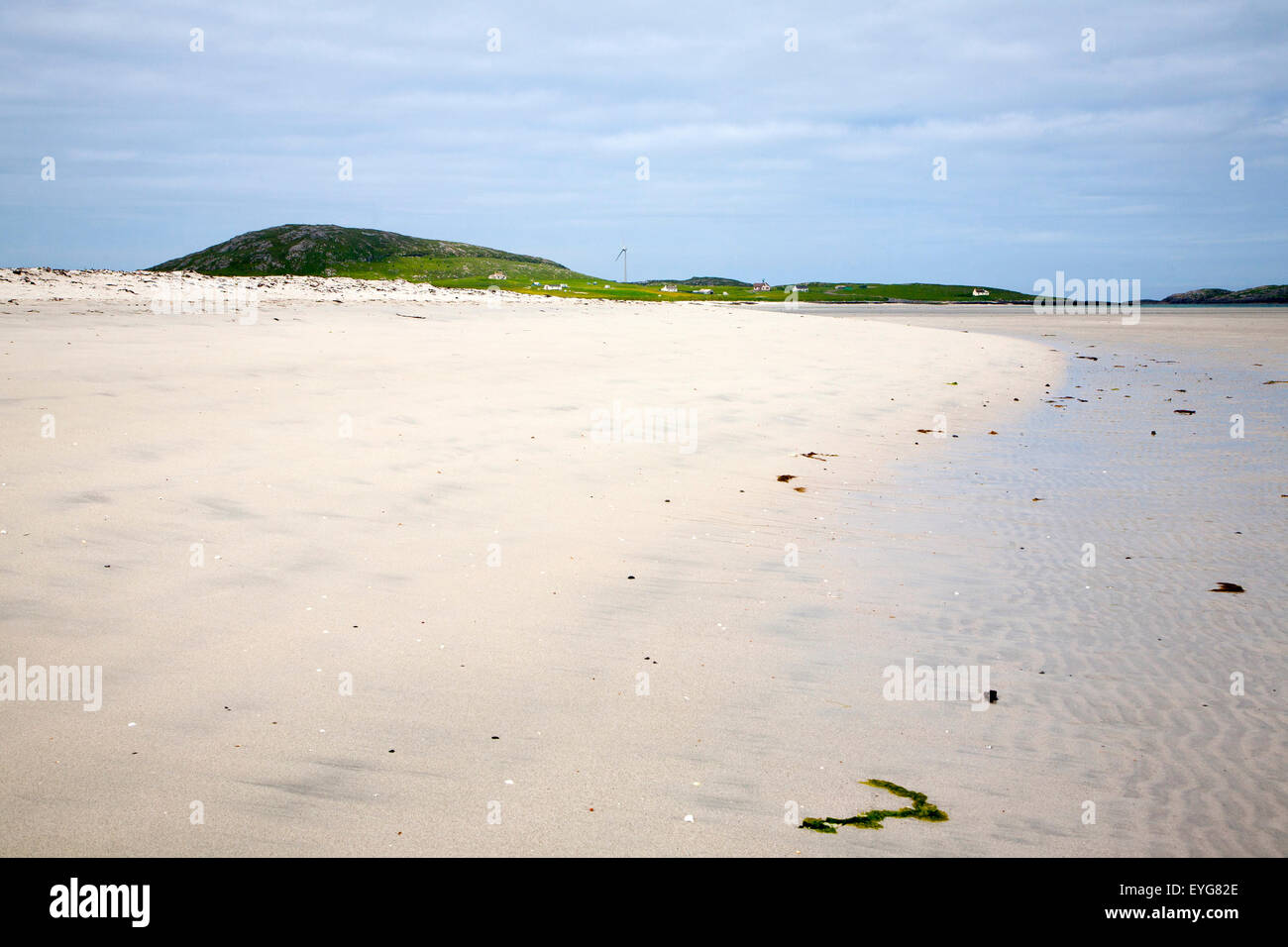 Overcast sky sandy beach Eoligarry, Barra, Outer Hebrides, Scotland, UK Stock Photo