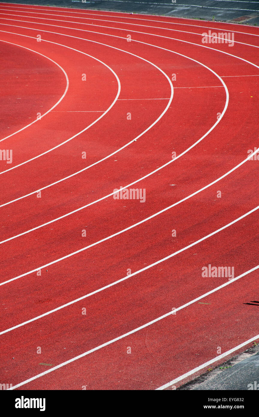 Close up of an athletics running track Stock Photo Alamy