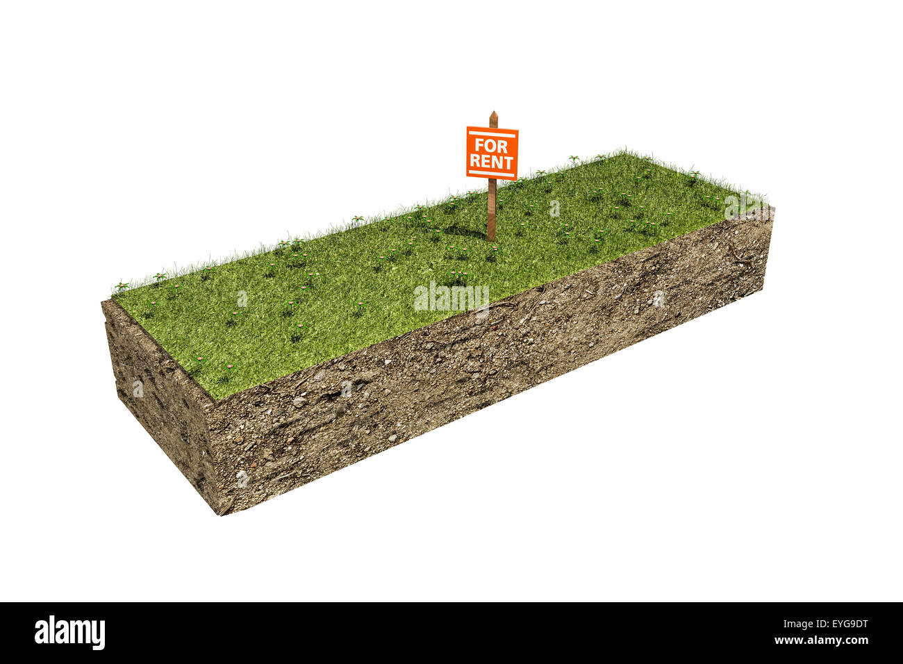 piece of soil for rent isolated on white background Stock Photo - Alamy