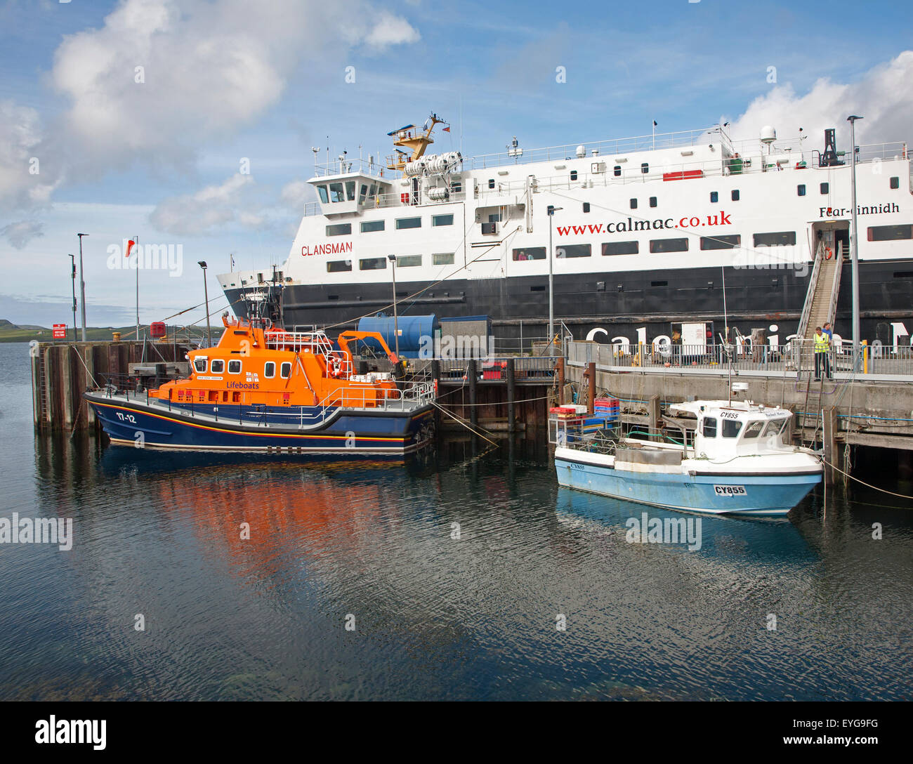 Caledonian MacBrayne ferry at Castlebay harbour Barra, Outer Hebrides, Scotland, UK Stock Photo