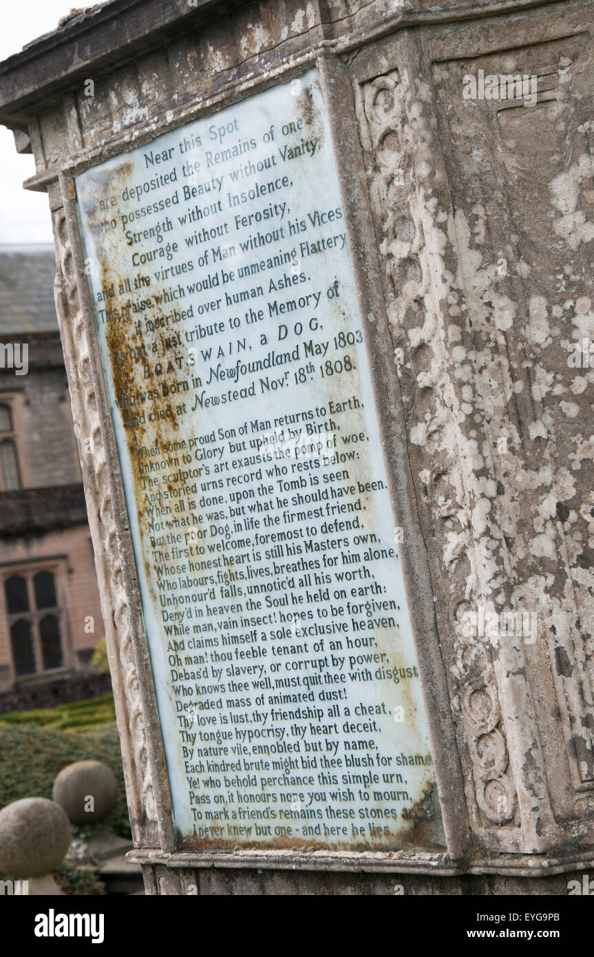 Monument to Lord Byron's dog Boatswain, at Newstead Abbey in