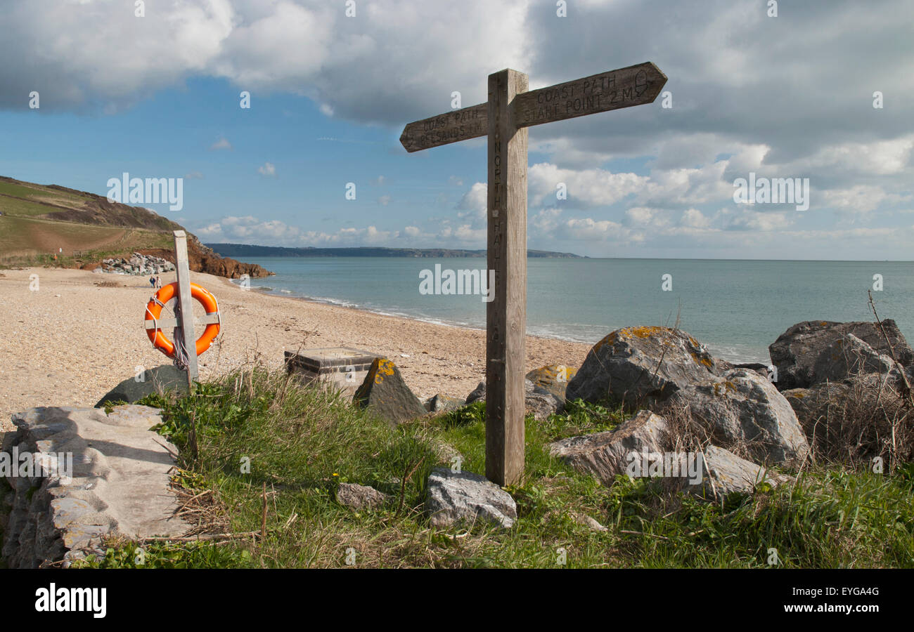 North Devon Sign Uk, Coast Path Sign At North Hallsand; Devon Stock Photo - Alamy