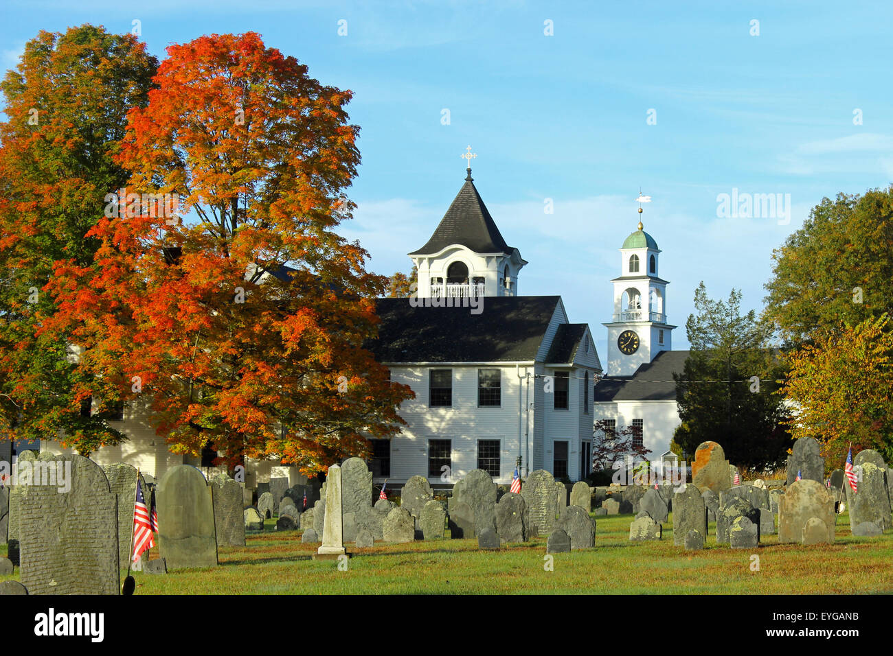 A small New England Town in the Fall. Stock Photo
