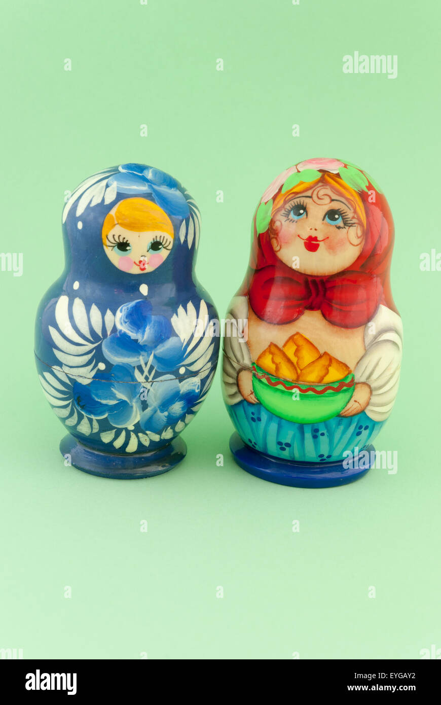 Russian dolls matryoshka on green background Stock Photo Alamy