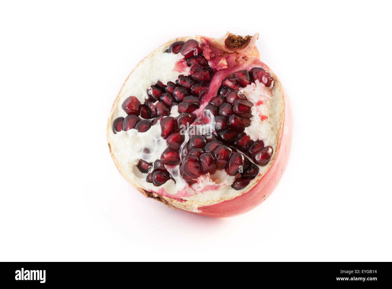 pomegranate red  broken in half  isolated on white background Stock Photo