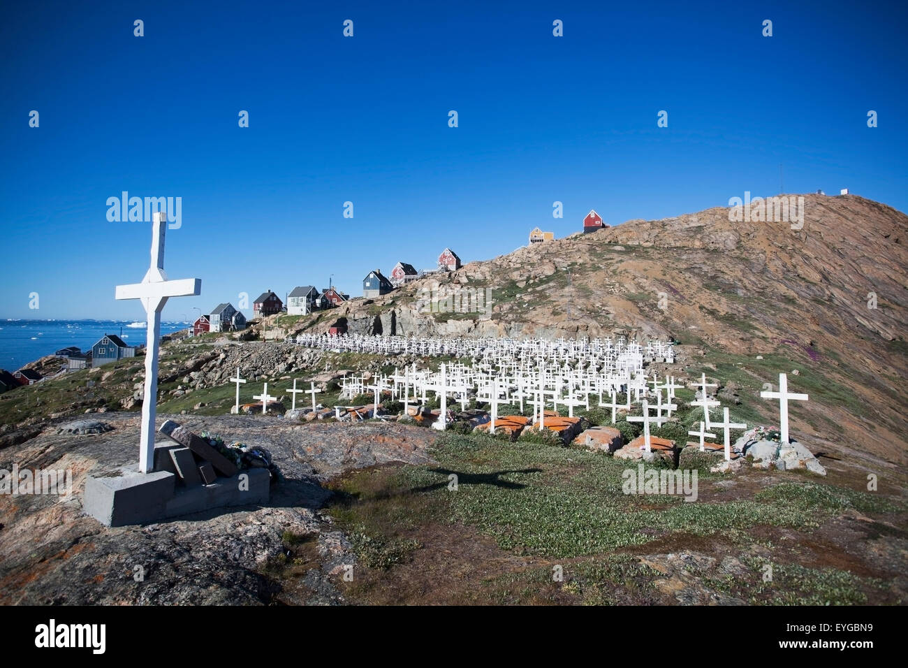 Denmark, Greenland, Traditional cemetery; Upernarvik Stock Photo