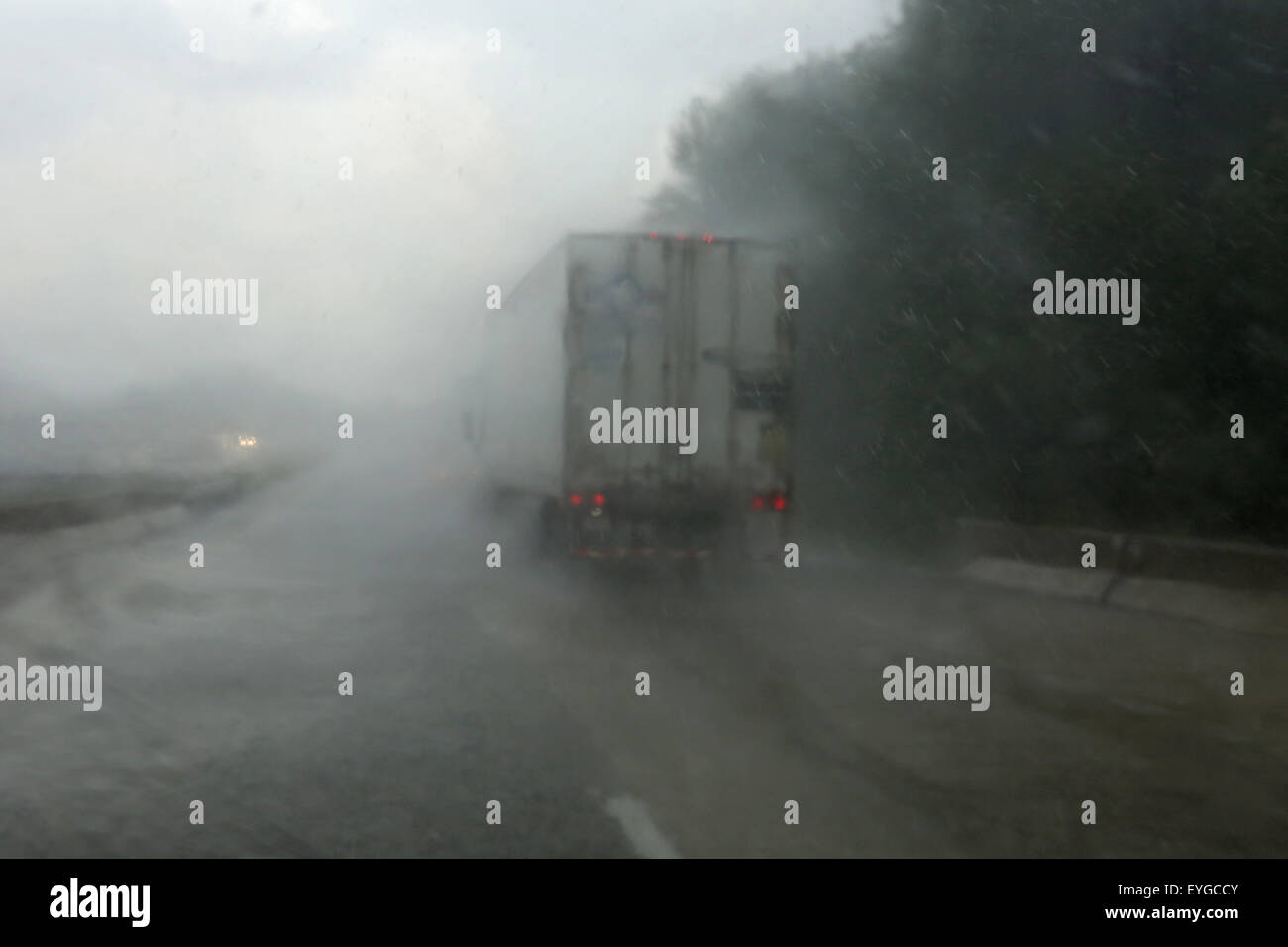 Charlotte, USA, symbol photo, poor visibility on the highway in the rain Stock Photo