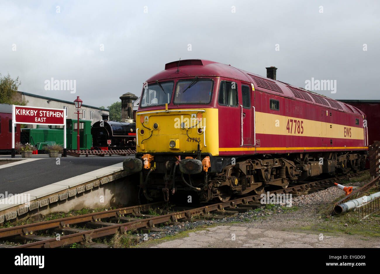 class 47 diesel locomotive 47785 kirkby stephen east station stainmore railway cumbria Stock Photo