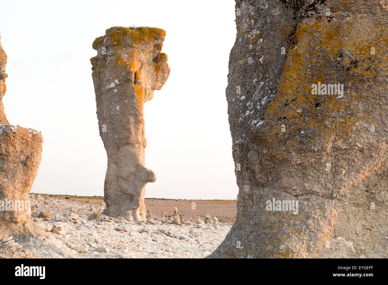 Sea Stacks at Langhammars, Gotland in Sweden. Stock Photo