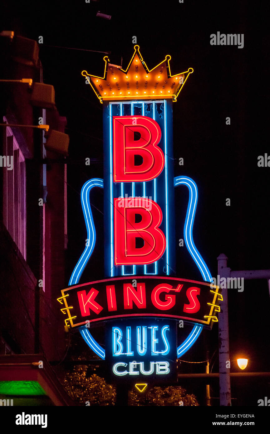 Bb king sign illuminated memphis blues club hires stock photography