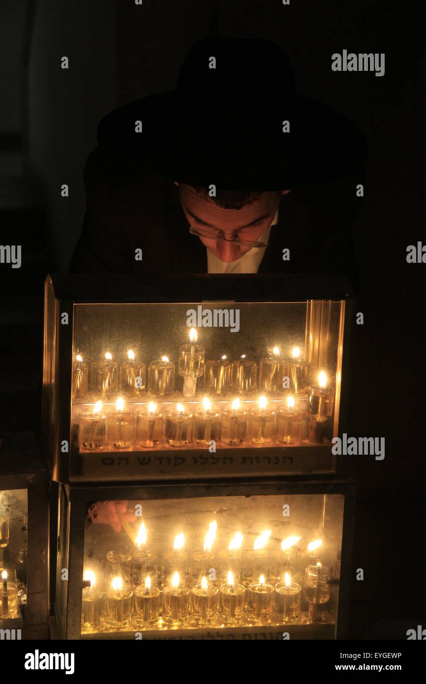 Lighting the Hanukkah candles in Bnei Brak, Israel Stock Photo - Alamy