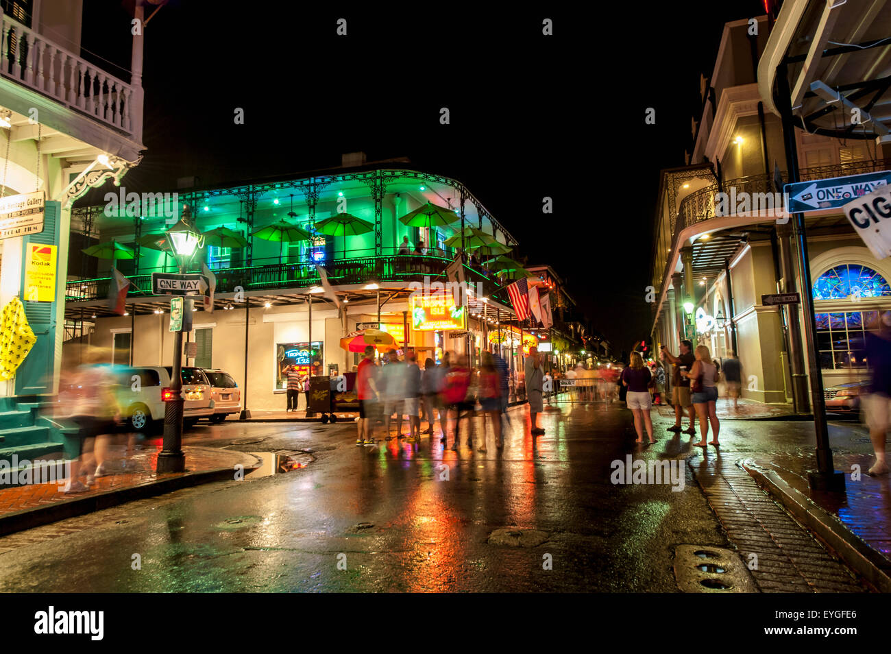 USA, Louisiana, French Quarter; New Orleans, Bourbon Street, Night view of city street Stock Photo