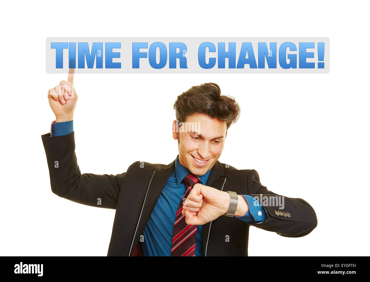 Time for Business Change! as concept for a business man checking his watch Stock Photo