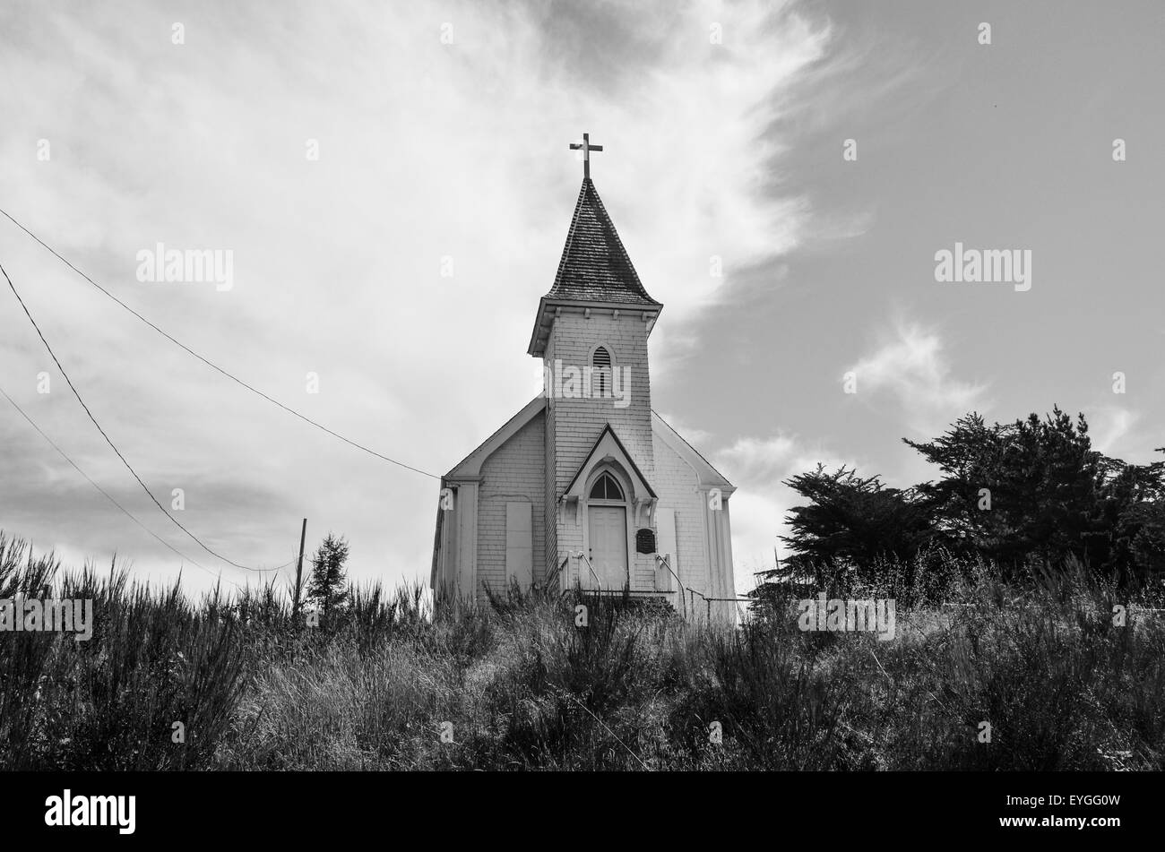 The old church at Bodega on the Sonoma Coast Stock Photo