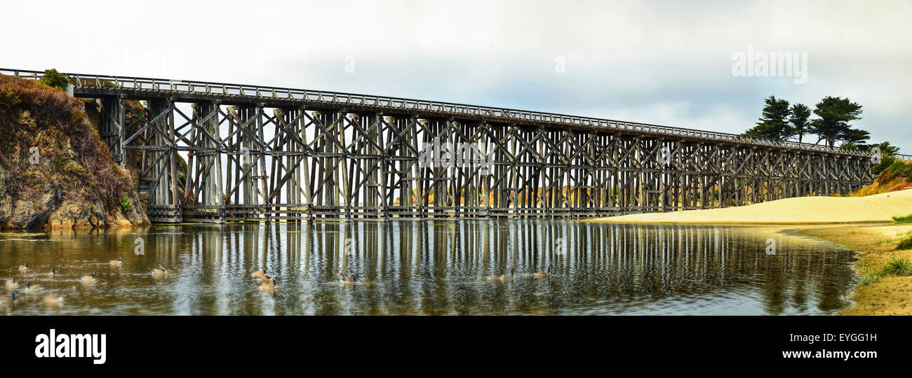 A railroad bridge near Fort Bragg CA Stock Photo