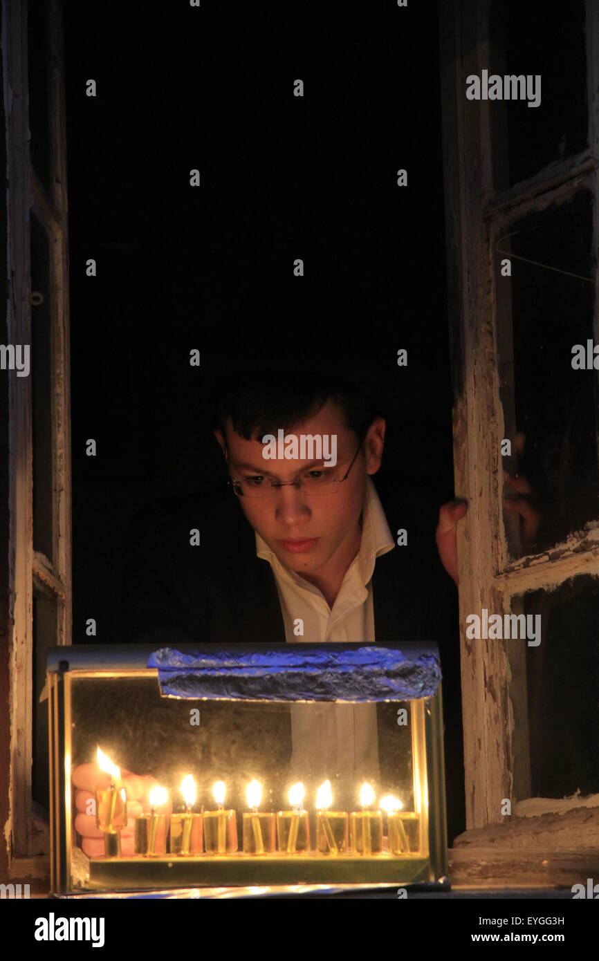 Lighting the Hanukkah candles in Bnei Brak, Israel Stock Photo Alamy