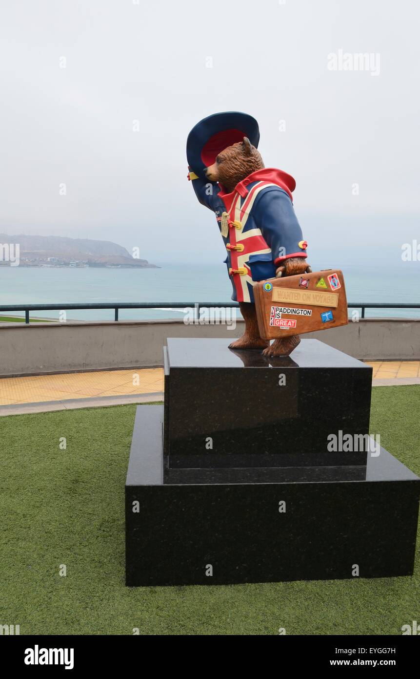 Statue of Paddington Bear in Parque Salazar, Miraflores, Lima, Peru