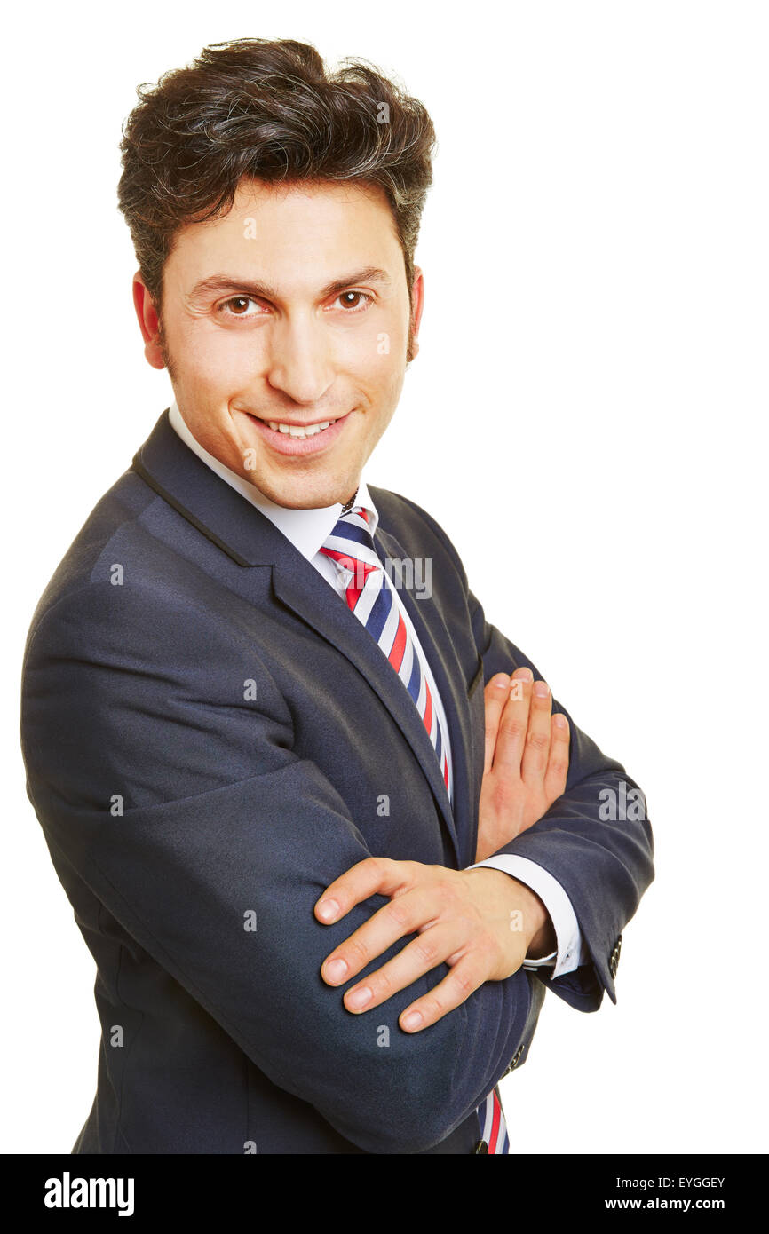 Headshot of smiling business manager with his arms crossed Stock Photo