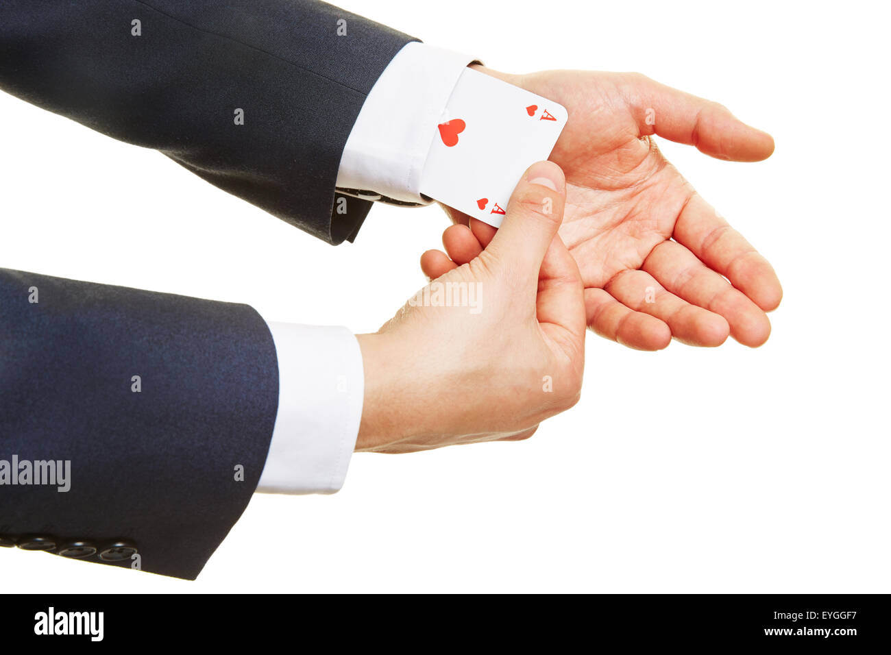 Business man having an ace up his sleeve hiding Stock Photo