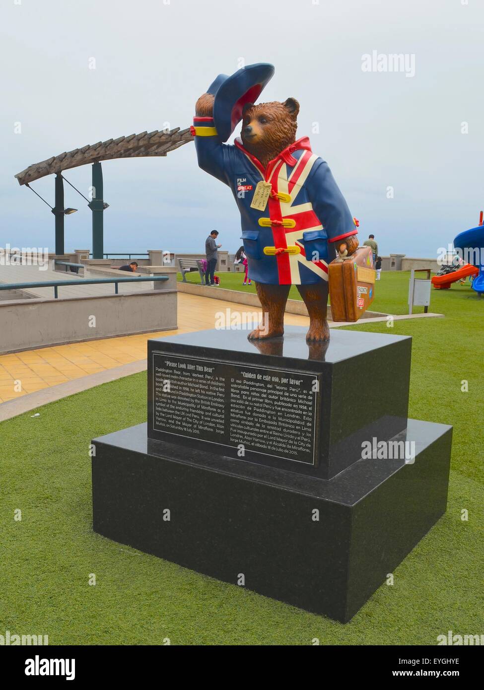 Statue of Paddington Bear in Parque Salazar, Miraflores, Lima, Peru