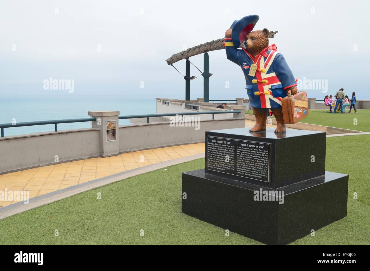 Statue of Paddington Bear in Parque Salazar, Miraflores, Lima, Peru