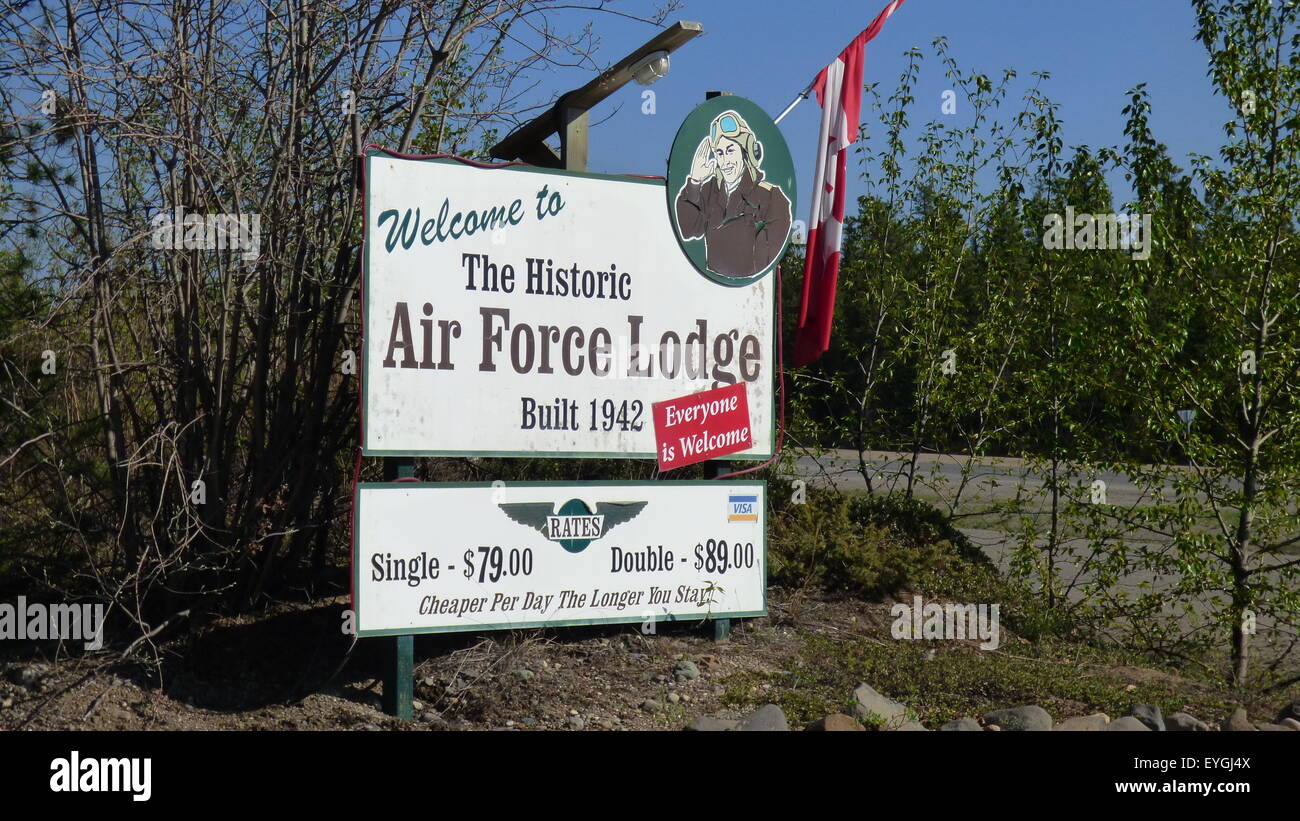 Air Force lodge, Watson Lake, Yukon territory. Stock Photo
