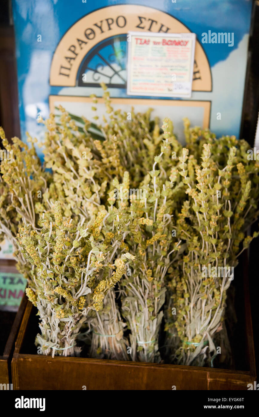 Greece, Spice emporium specializing in traditional Greek herbs and teas