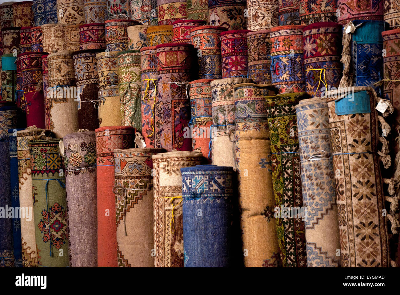 Morocco, Marrakech, Traditional rugs for sale Stock Photo Alamy