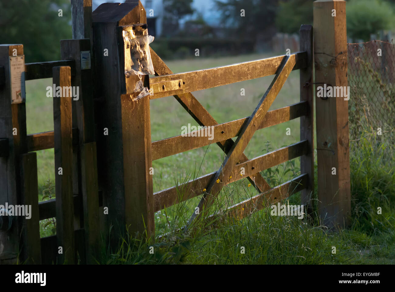 UK, North Devon, Fence at sunset; Lee Stock Photo Alamy
