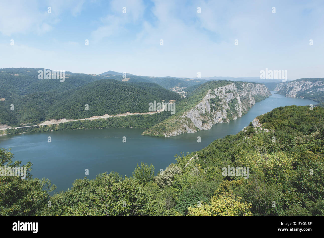 The Iron Gate of the Danube. Landscape in the Danube Gorges Stock Photo