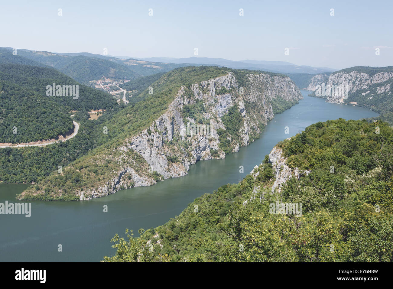 The Iron Gate of the Danube. Landscape in the Danube Stock Photo