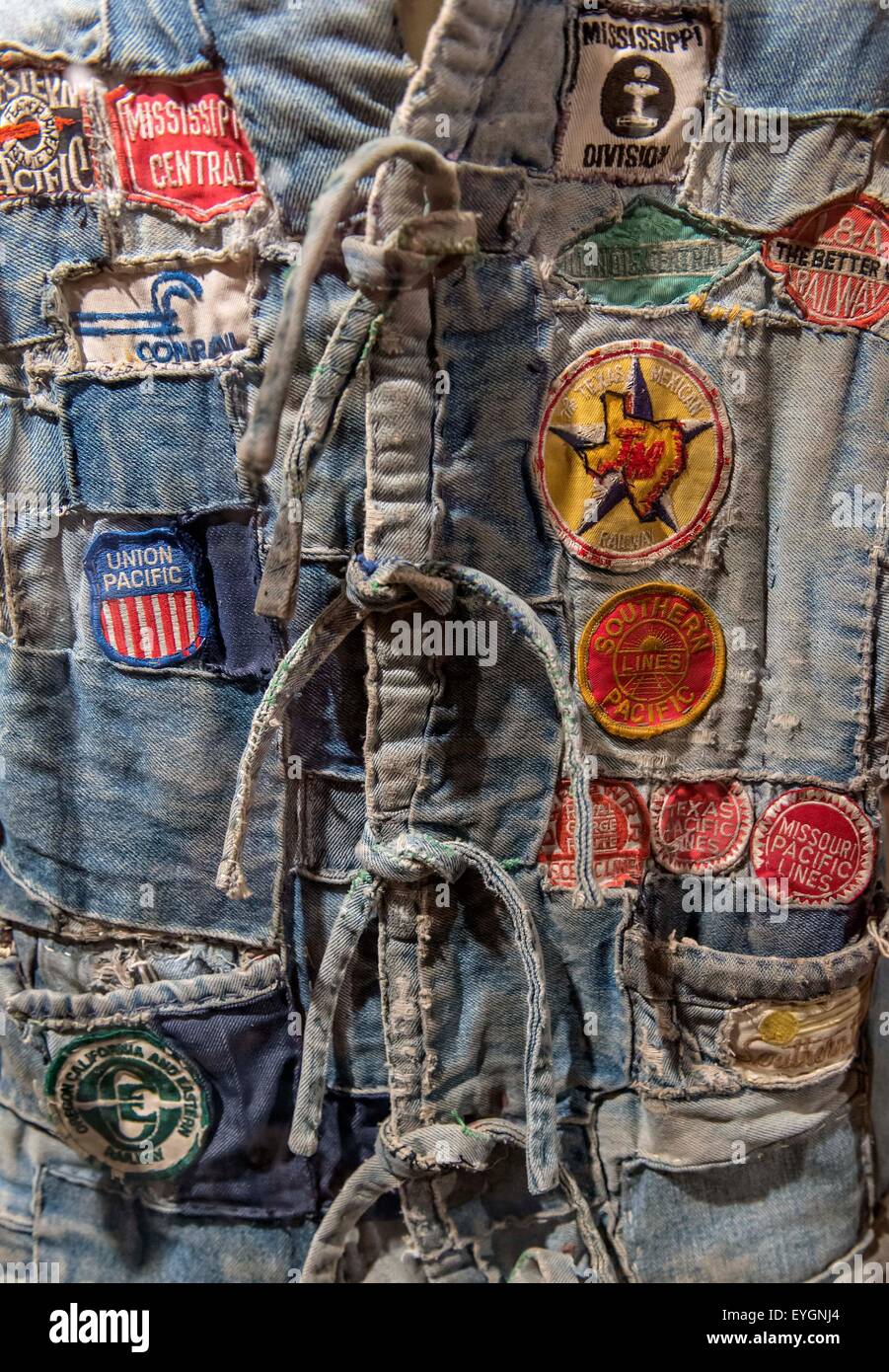 Britt, Iowa, USA. 28th July, 2015. A wellworn denim jacket is