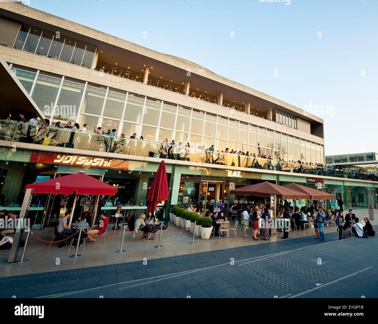UK, England, People having drink at Royal Festival Hall; London Stock Photo