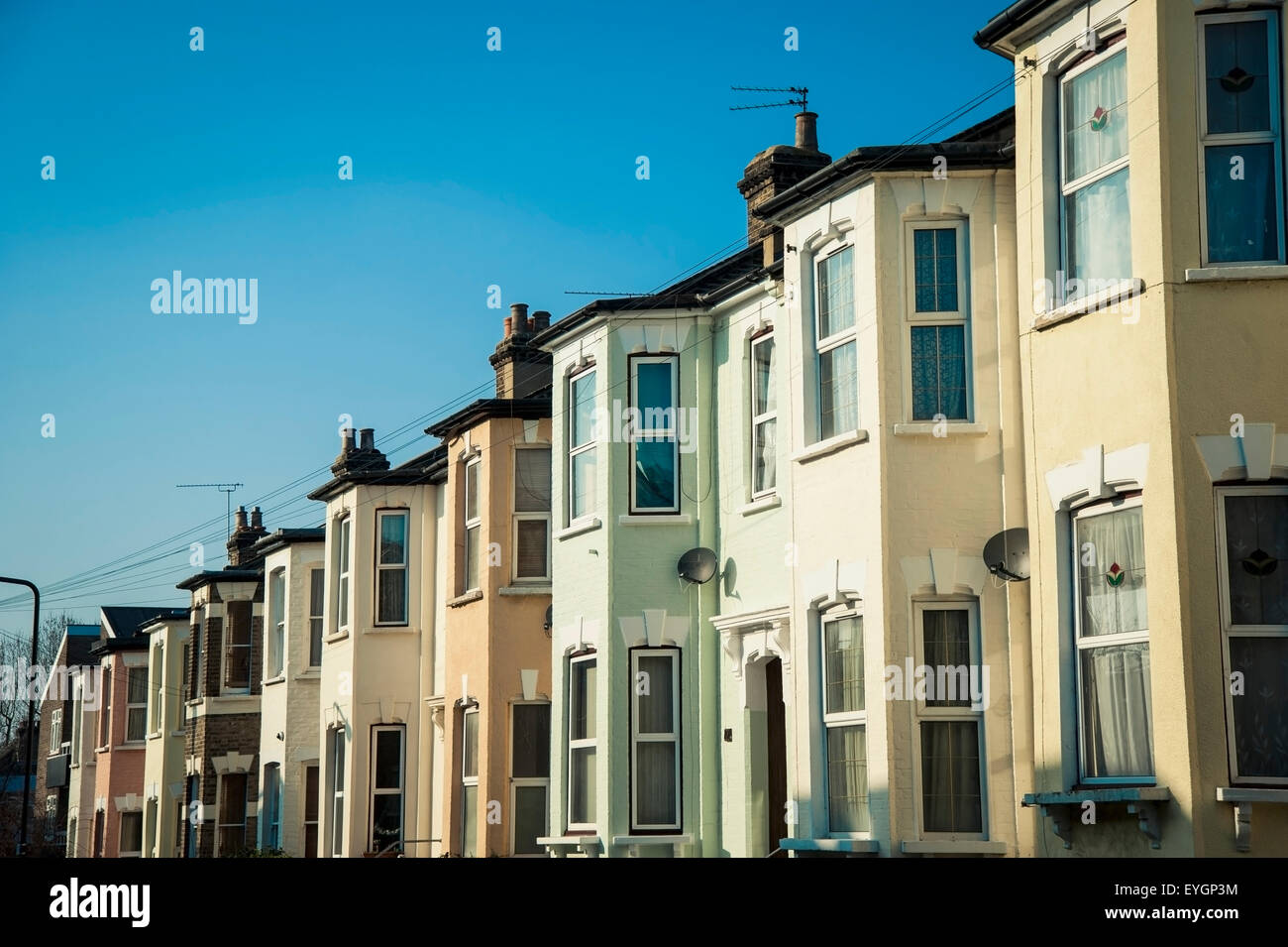 UK, England, Pastel coloured houses in Walthamstow Village; London Stock Photo Alamy