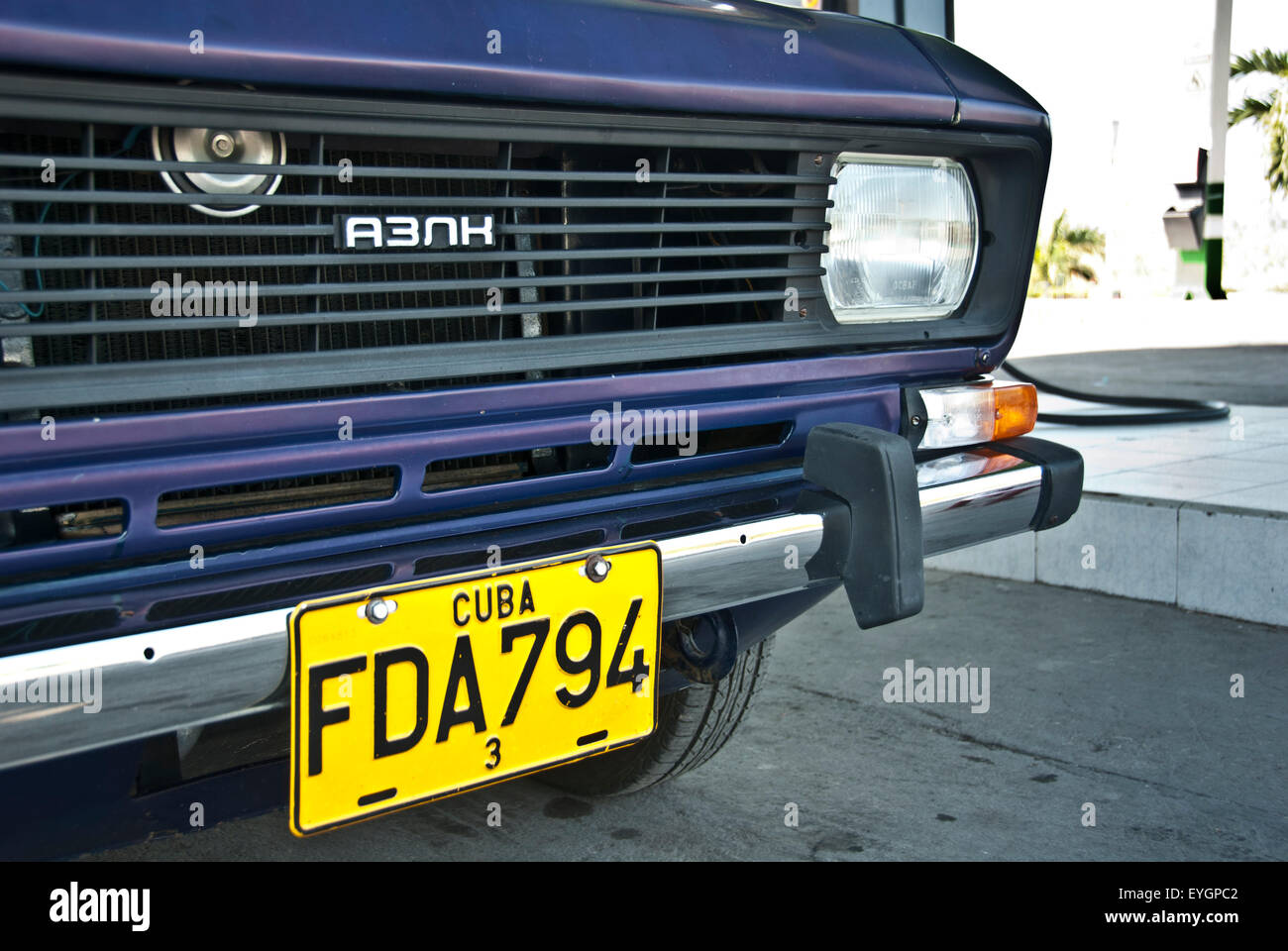 Vintage Russian Car In Cuba Showing Number Plate Stock Photo Alamy