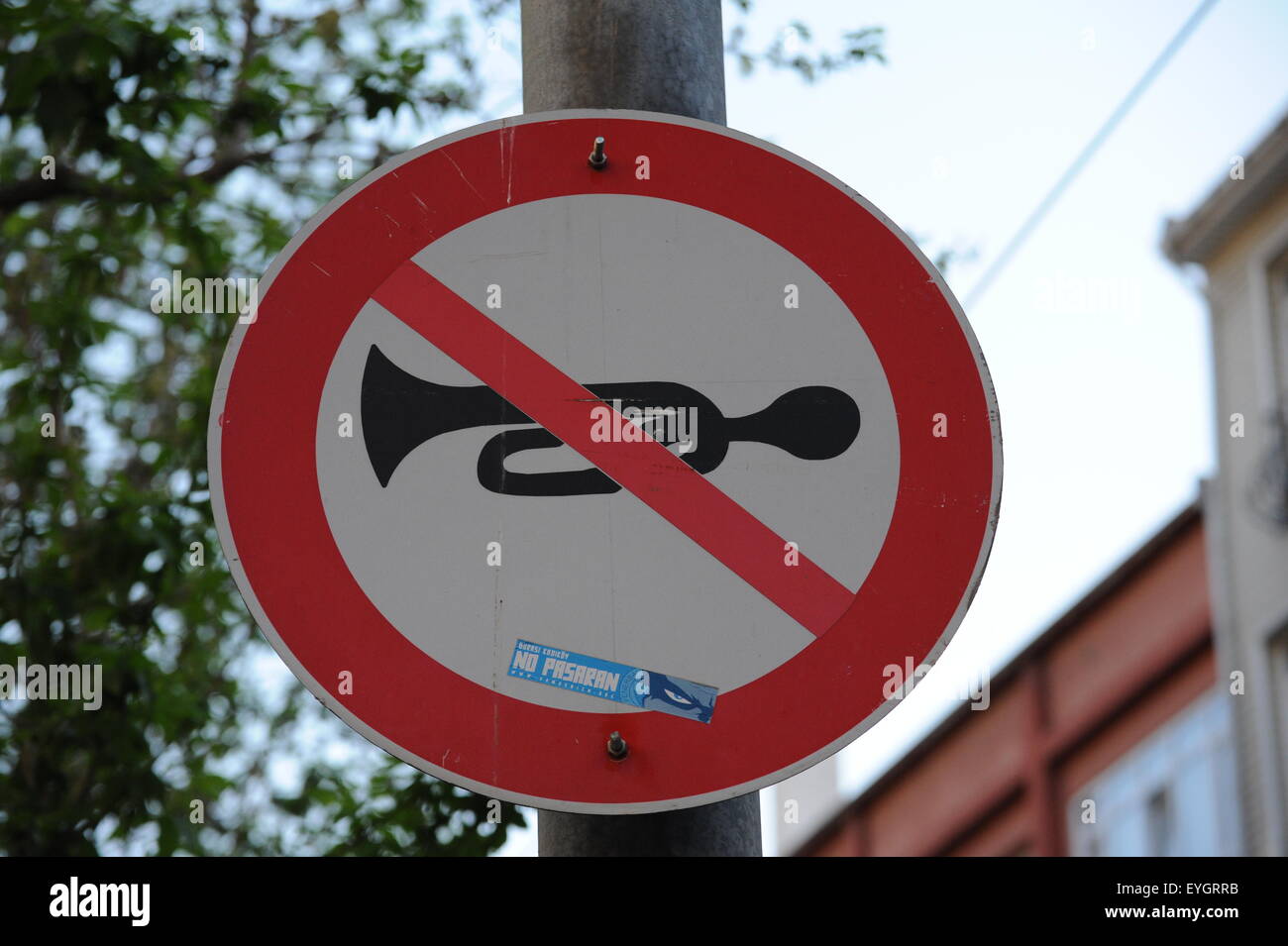 Do not honk sign in Istanbul Stock Photo