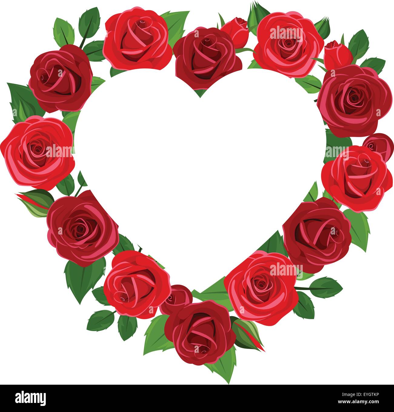 Background with heart and red roses. Vector illustration Stock Vector ...