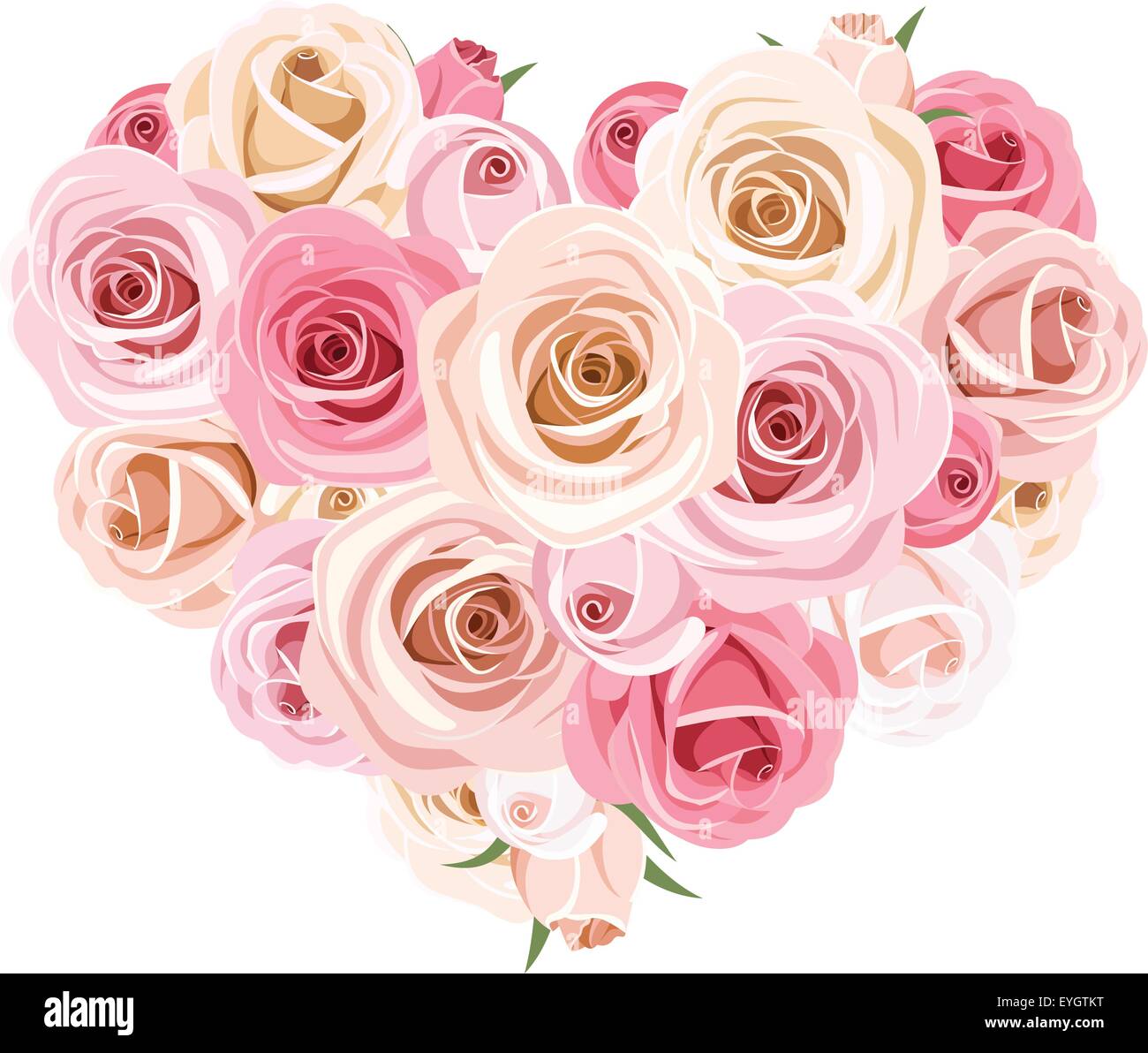 Heart bouquet of pink roses. Vector illustration Stock Vector Image ...