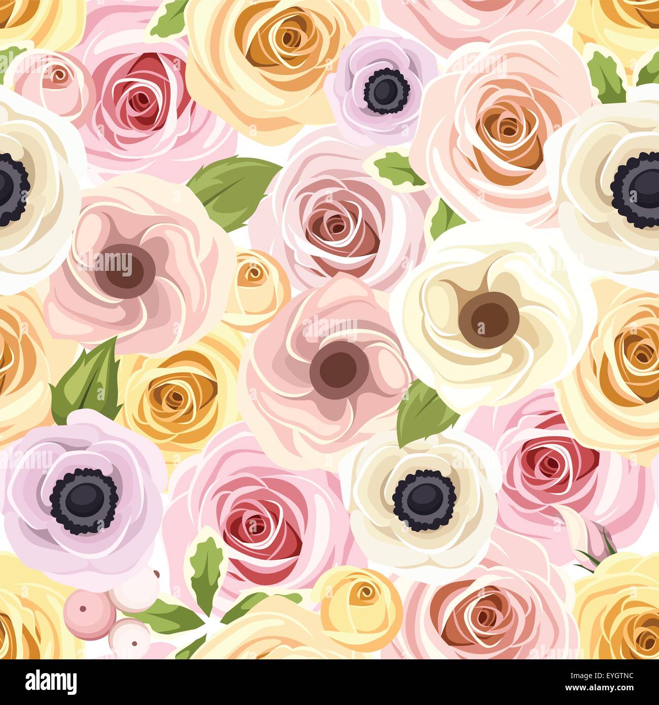 Seamless pattern with red and white roses. Vector illustration Stock ...