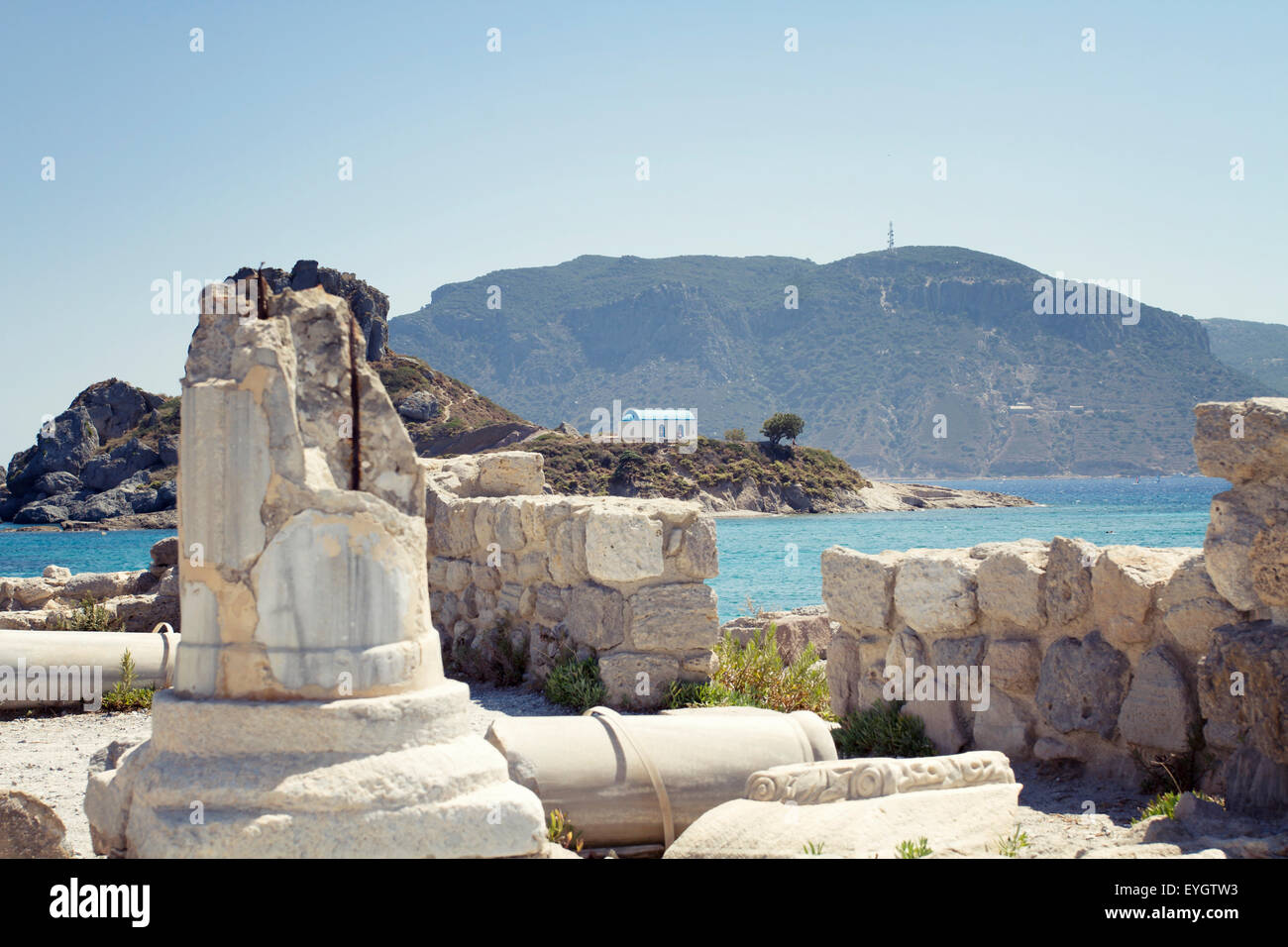 Kastri small island near Kefalos village Stock Photo