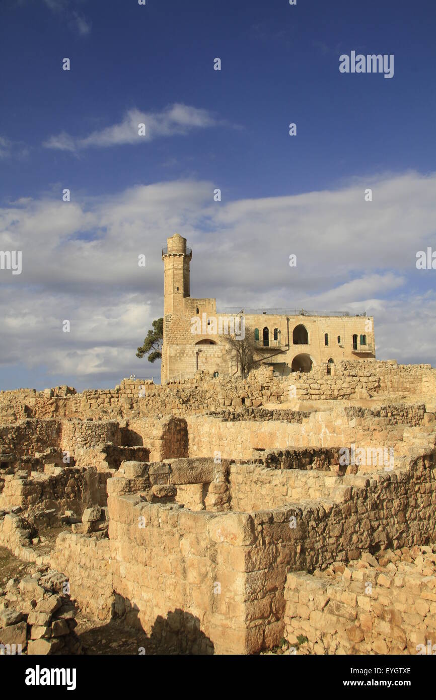 Jerusalem mountains, Nabi Samuel on Mount Shmuel, remains of the settlement from the Second Temple period Stock Photo