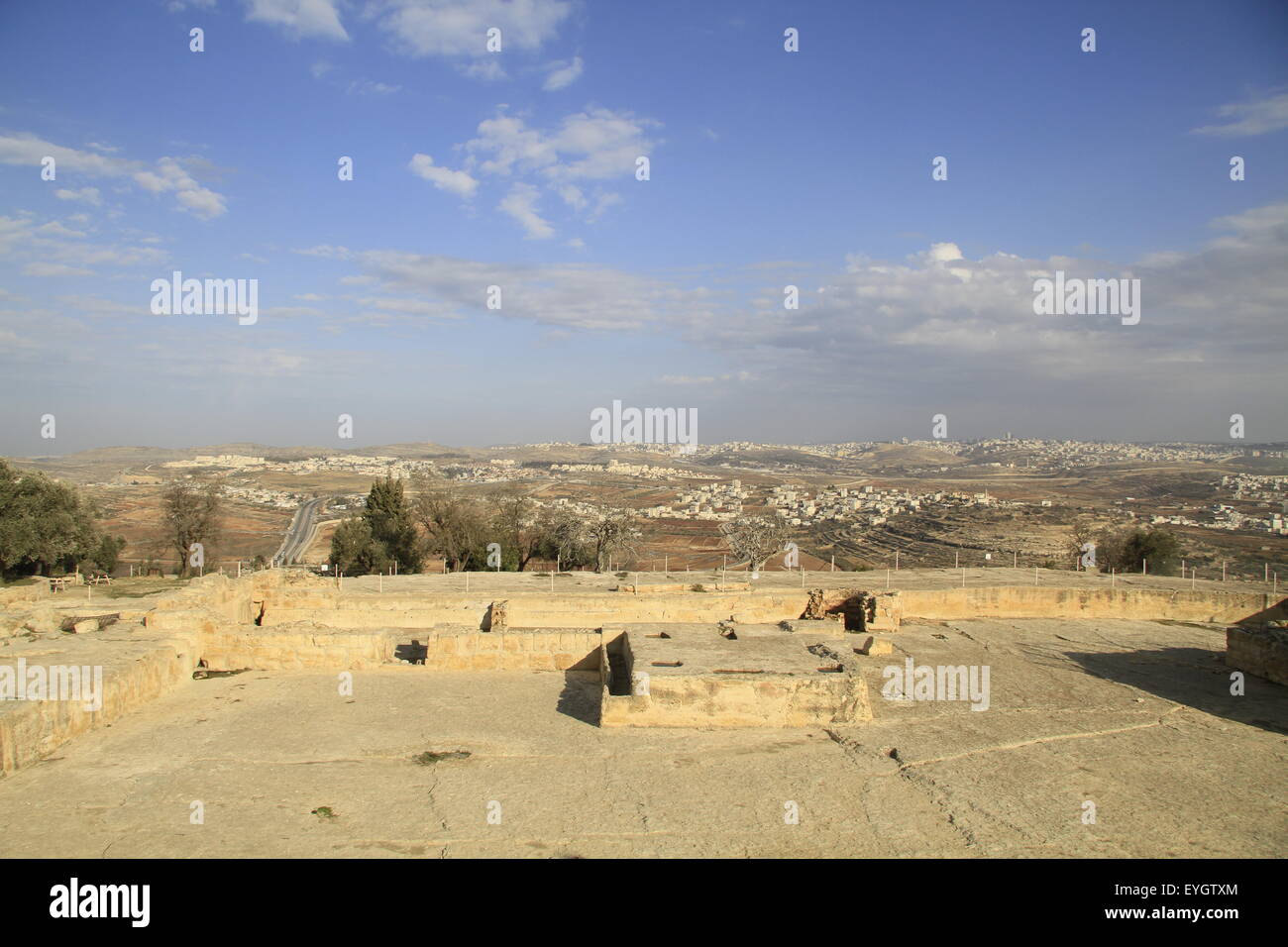Jerusalem mountains, Nabi Samuel on Mount Shmuel, the northern area of the Crusader fortress Stock Photo