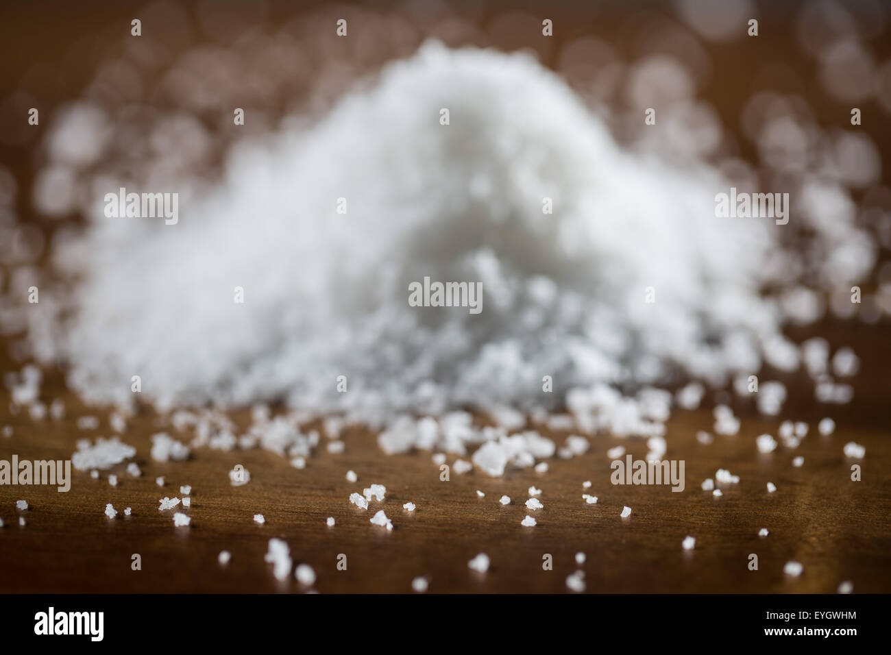 white sea salt crystals with dark background Stock Photo