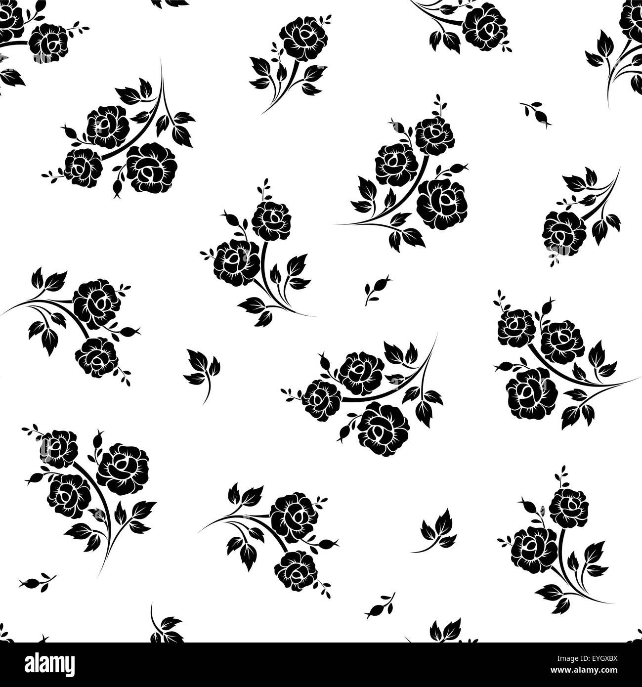 Seamless black and white floral pattern. Vector illustration Stock ...