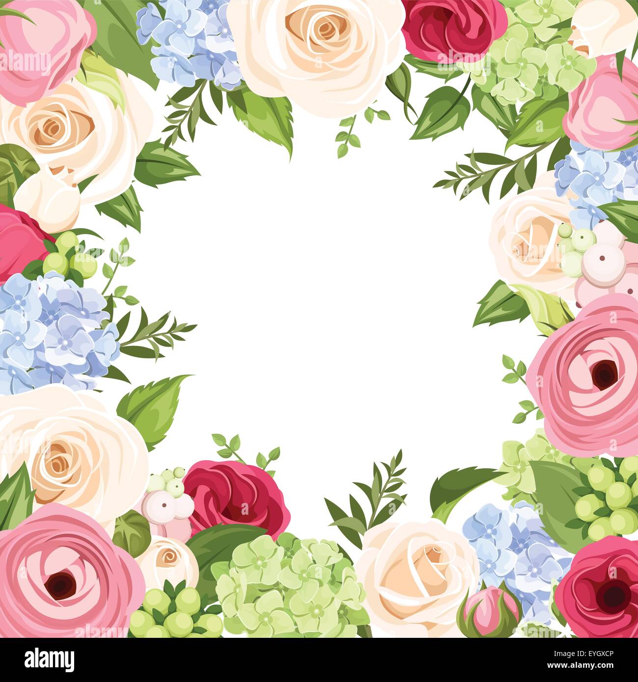 Background with colorful flowers. Vector illustration. Stock Vector