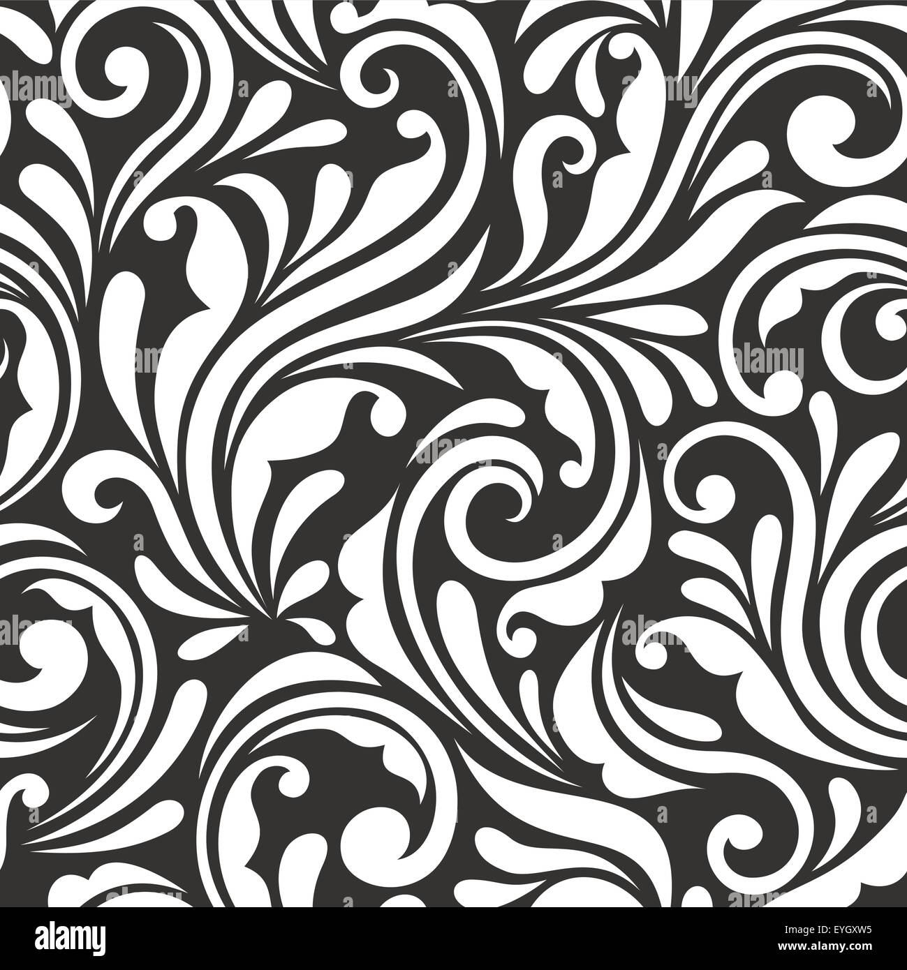 Vintage seamless black and white floral pattern. Vector illustration ...